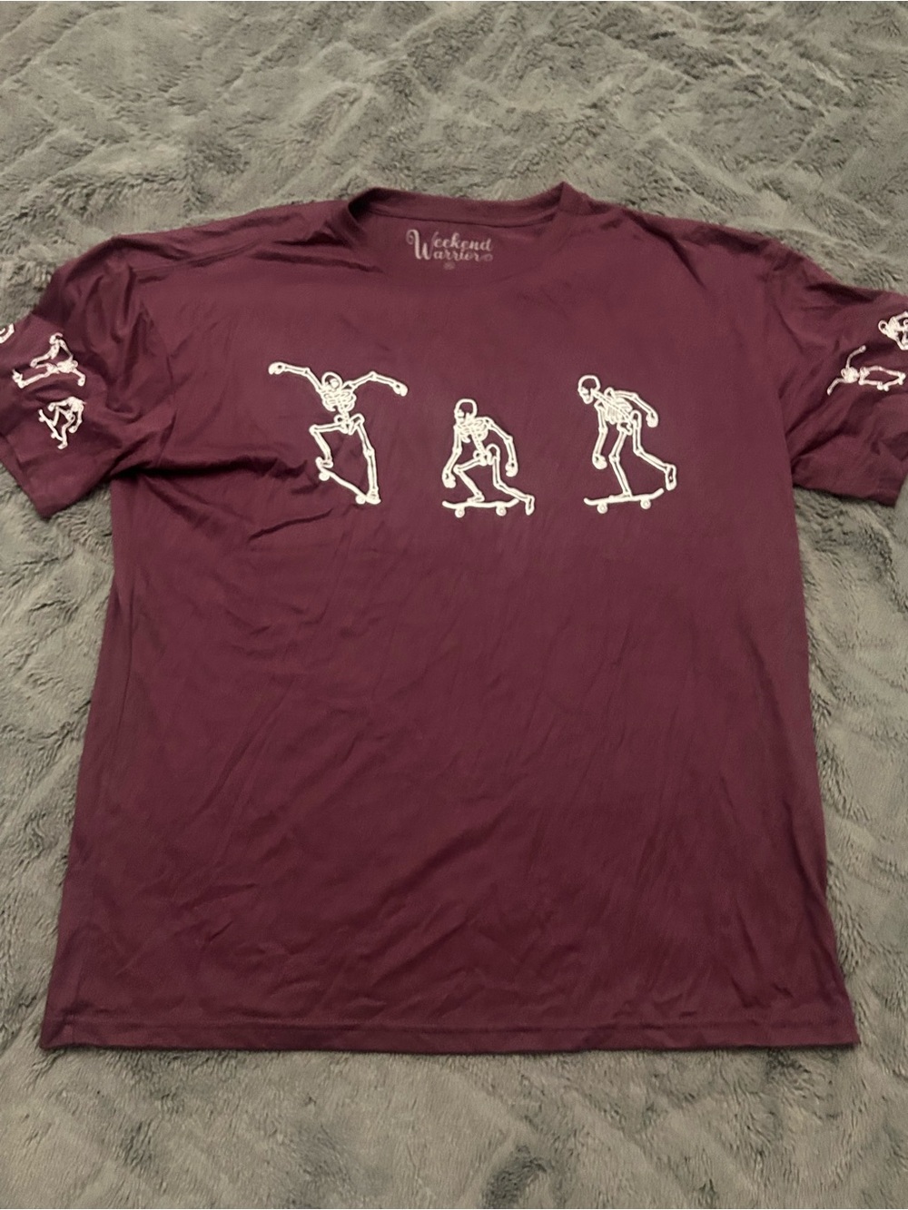 Men's Maroon Skate Skeleton Short Sleeve Tee